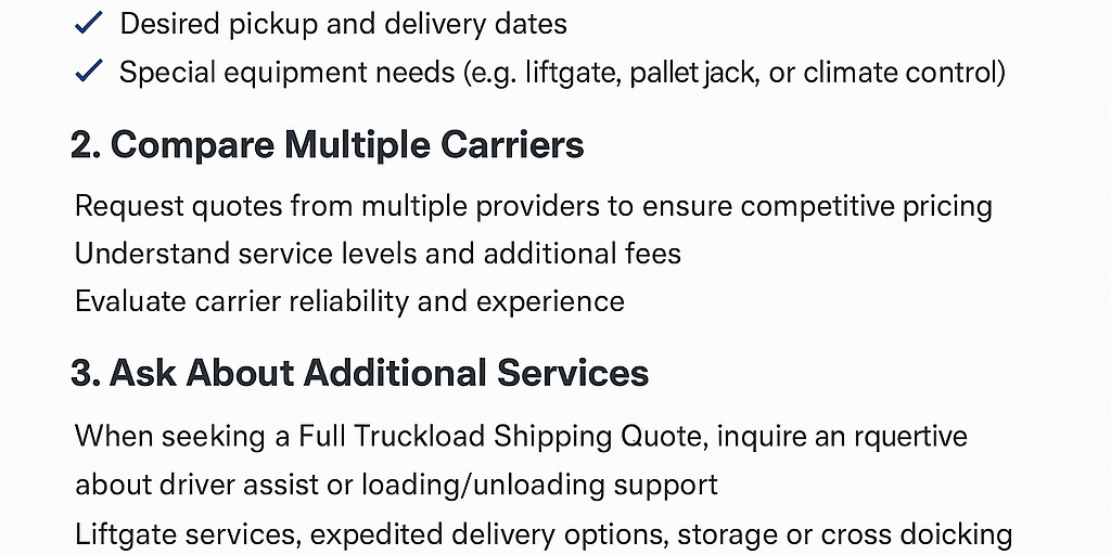 Full Truckload Shipping Quote