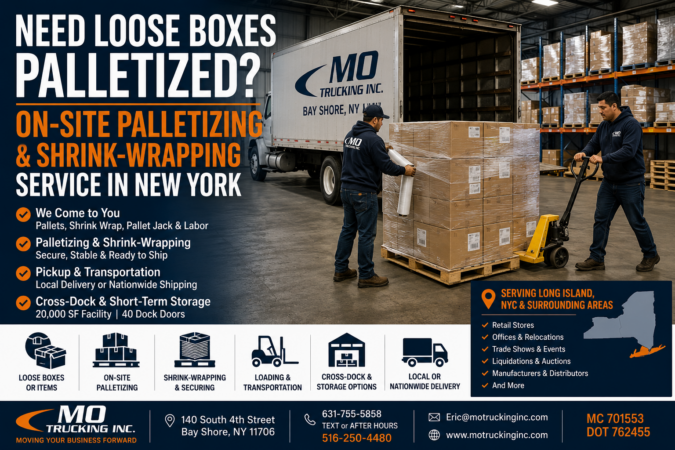 On-Site Palletizing and Shrink-Wrapping Service in New York On-Site Palletizing and Shrink-Wrapping Service in New York